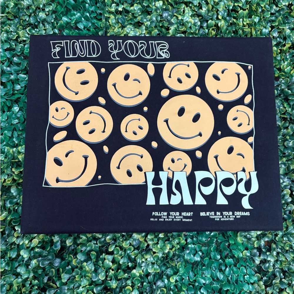 🖤 “Find Your Happy” Graphic Tee Canvas Wall Art 🖤